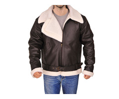 Happy Christmas| Black Sheepskin Fur Bomber Leather Jacket | free-classifieds-canada.com - 1