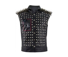 "Happy Christmas" Watch Dog Punk Gaming Leather Vest With Metal Studs | free-classifieds-canada.com - 2