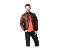 Ferret Antique Brown Classic Bomber Leather Jacket | free-classifieds-canada.com - 1
