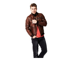 Ferret Antique Brown Classic Bomber Leather Jacket | free-classifieds-canada.com - 2
