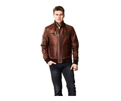 Ferret Antique Brown Classic Bomber Leather Jacket | free-classifieds-canada.com - 3