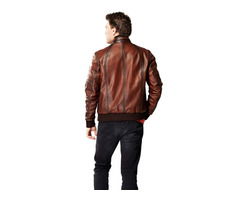 Ferret Antique Brown Classic Bomber Leather Jacket | free-classifieds-canada.com - 4