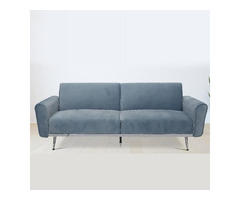 Velvet Light Blue Sofa Bed- Adjustable Back Rest- Model Sky | free-classifieds-canada.com - 1