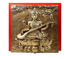 Large Goddess Saraswati Brass Wall Panel | free-classifieds-canada.com - 1
