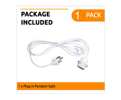 Plug In Pendant with Switch Holder Vintage Lamp Lighting E26 Rubber Cable - White | free-classifieds-canada.com - 2