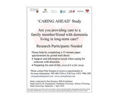 Caring Ahead: Family Caregivers of Persons with Dementia Study | free-classifieds-canada.com - 2
